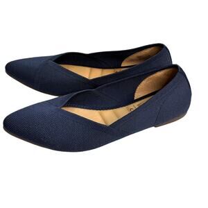 Me Too Navy Blue Mesh Pointed Toe Ballet Flats Womens 7.5 Balletcore